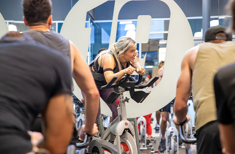 Indoor cycling class at Fitness 19 Newbury Park 